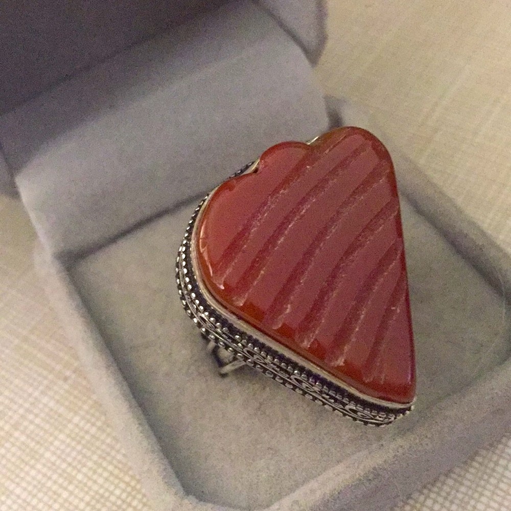 New Pretty Carved Carnelian design Ring
